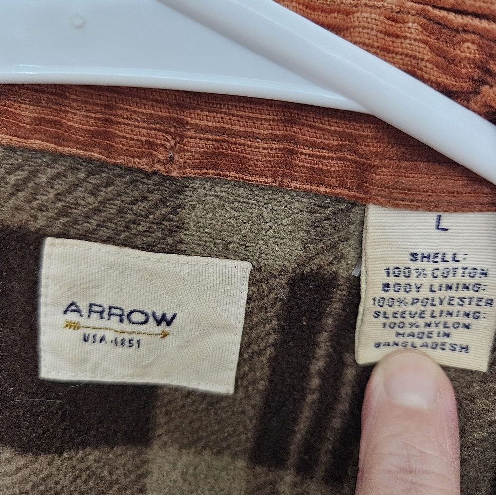 Arrow Corduroy Blanket Lined Button Up Heavy Coat Large Winter Quality - Picture 3 of 9